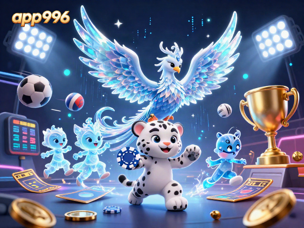 Experience thrilling gameplay with app996 in a vibrant, illustrated casino scene.