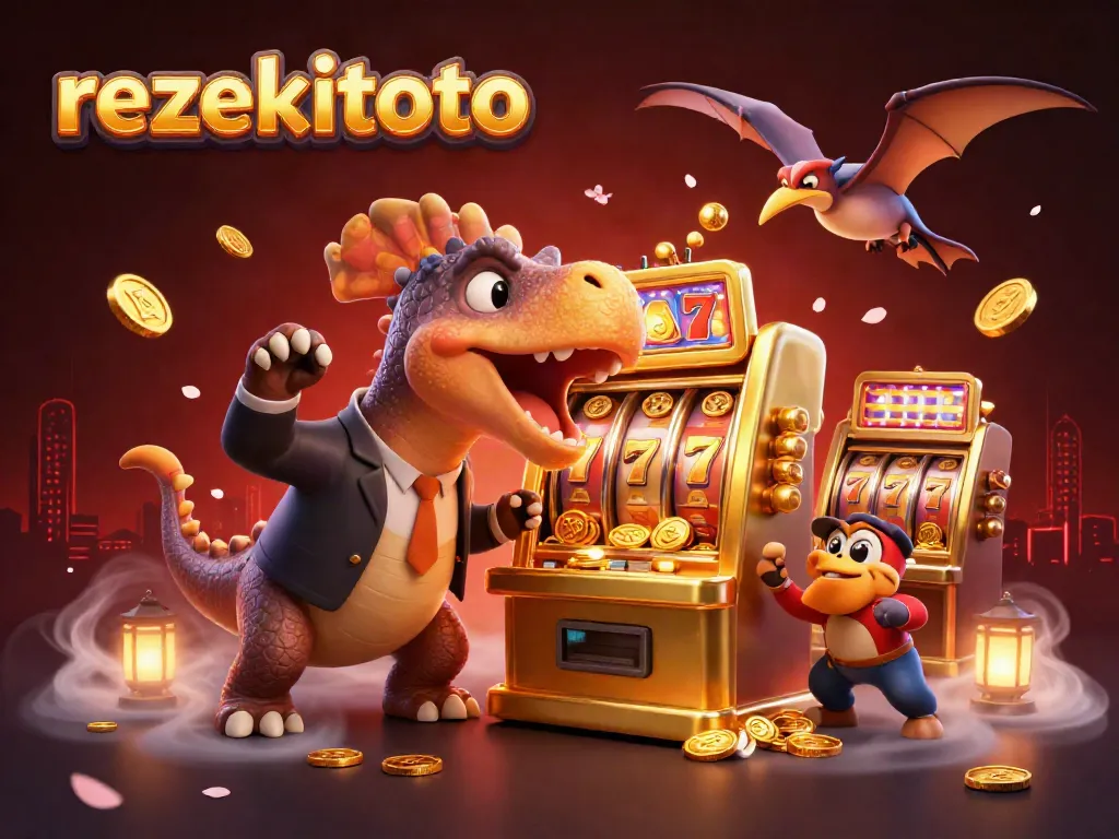 rezekitoto offers thrilling jackpot gameplay with exciting characters in a vibrant casino scene