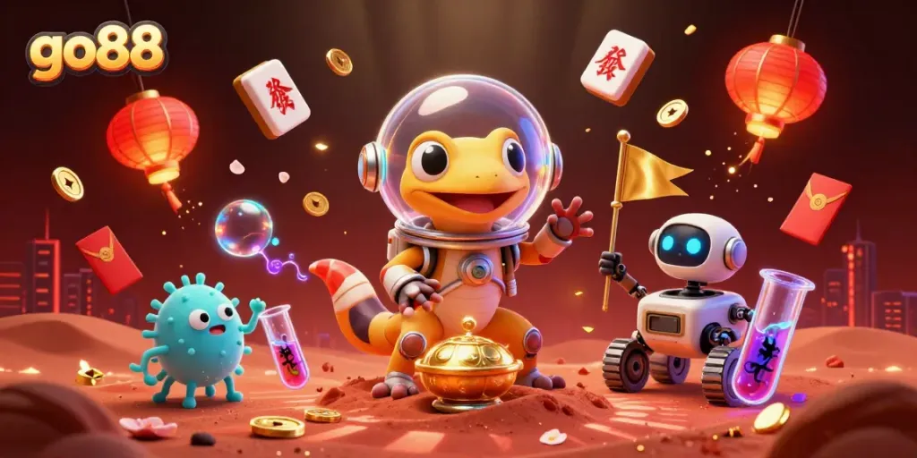 Experience exhilarating wins at go88 with our vibrant 3D casino adventure illustration.