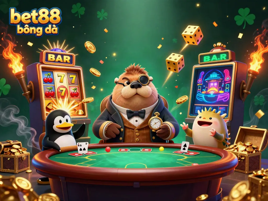 Engage with the bet88 bóng đá gaming scene featuring an underwater poker experience with vibrant characters.