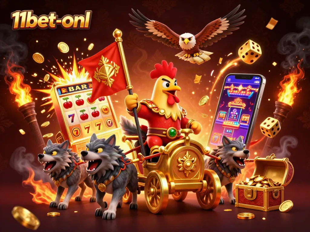 Experience thrilling gameplay with 11bet-onl, where a rooster warlord leads the casino adventures.