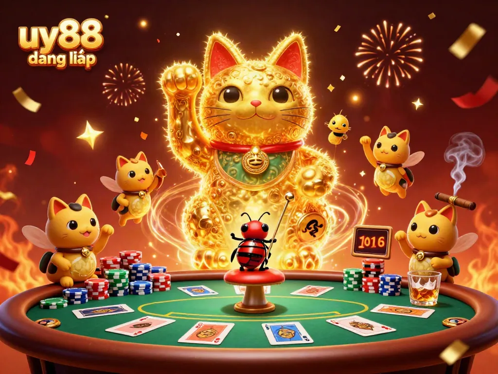 Engage with uy88 đăng nhập for winning casino games at a festive digital illustration.