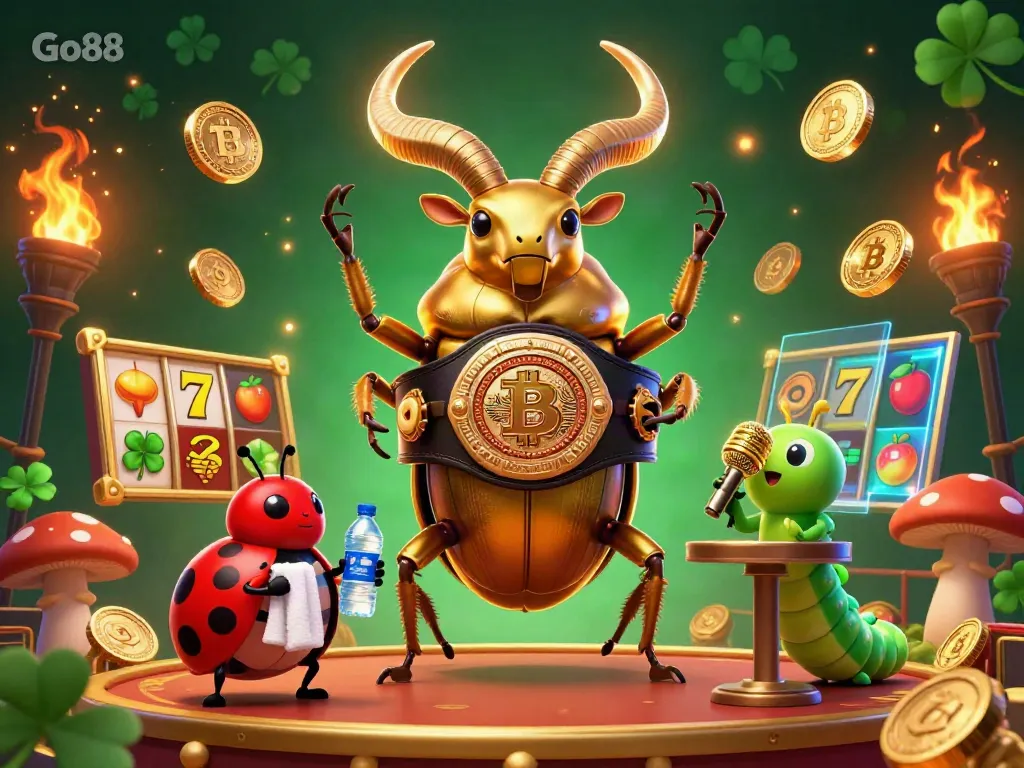 Engage with Go88 in an electrifying casino scene featuring dynamic characters and vibrant game elements.