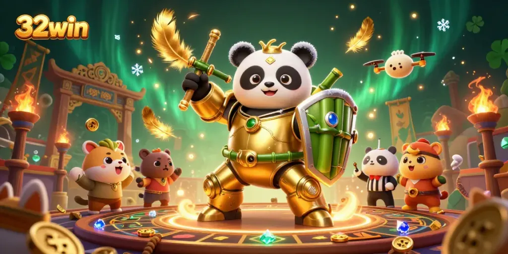 Engage in thrilling gameplay at 32win with a vibrant casino scene depicting intense action and excitement.