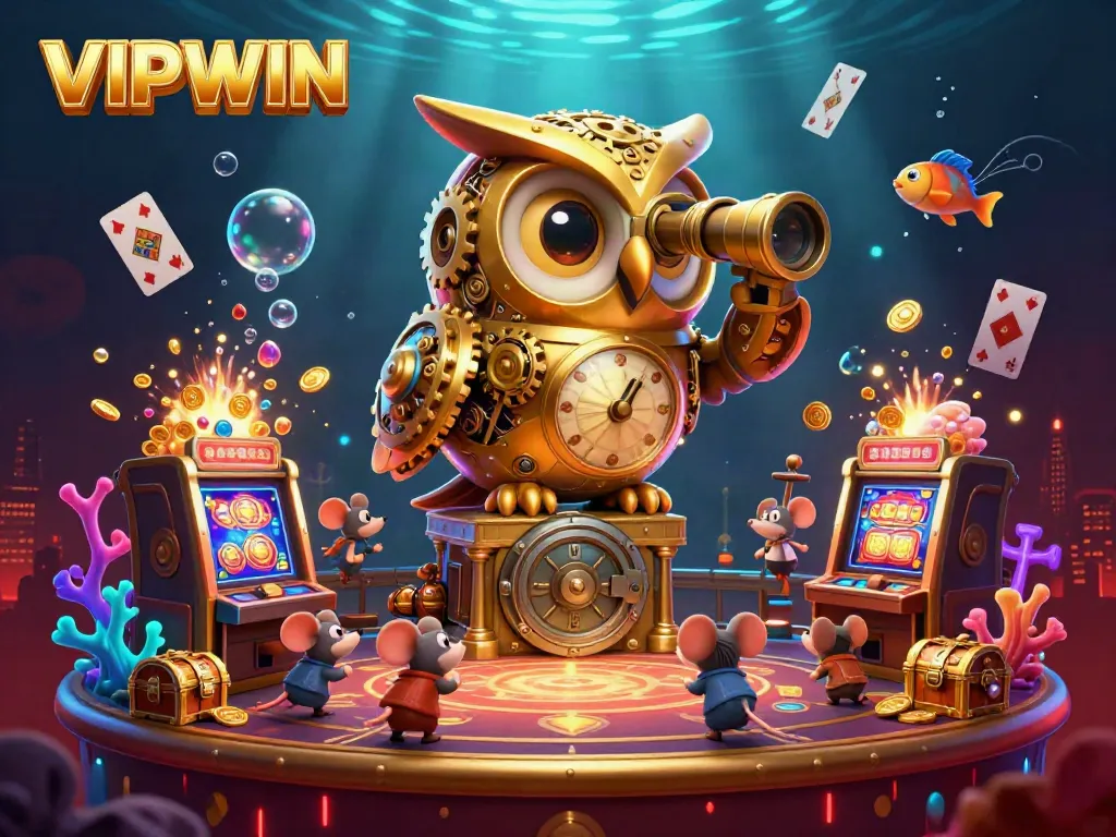 Experience the dynamic VIPWIN casino atmosphere with vibrant characters and rich game elements.