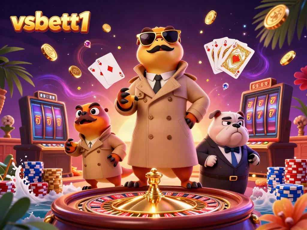 Experience excitement at vsbett1 with cartoon raptors sneaking into a casino, feasting on rich casino elements.