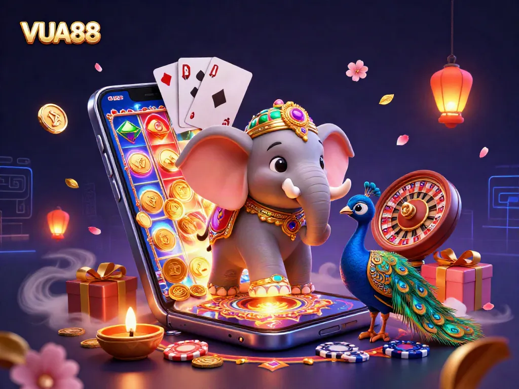 Experience VUA88 with vibrant slot games and golden visuals captivating players.