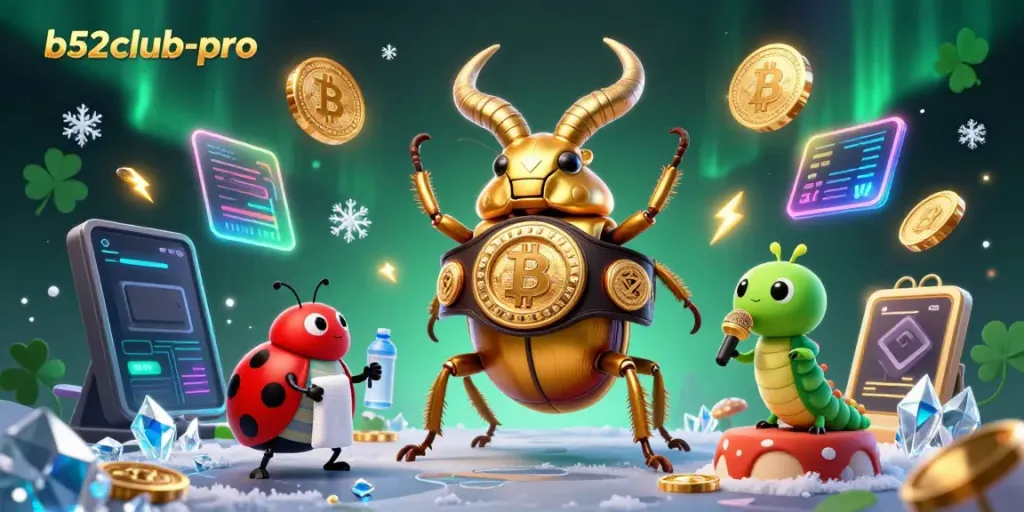 Experience thrilling gaming at b52club-pro with an epic showdown featuring dynamic 3D characters and casino elements.