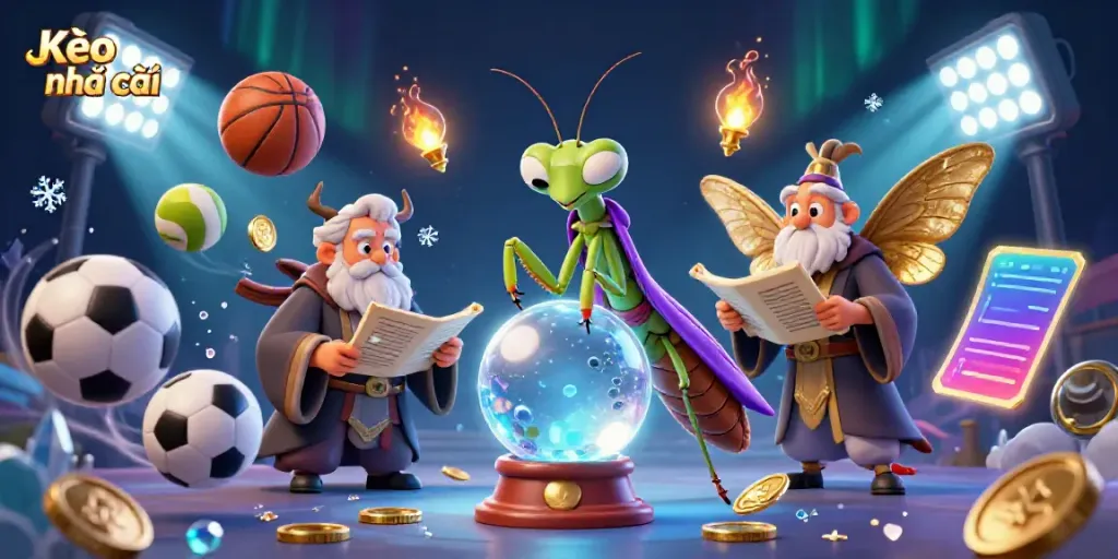 Kèo nhà cái illustrates dynamic sports betting with engaging characters and rich visual elements.