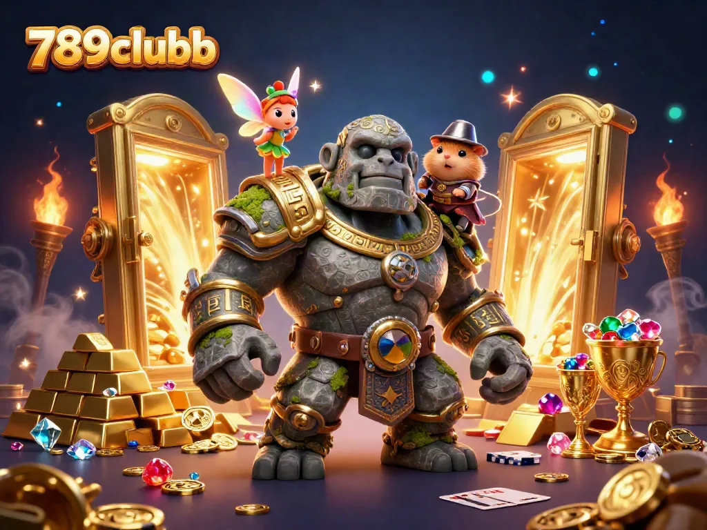 Experience the magic of 789clubb with a vibrant casino scene featuring mystical characters and dazzling treasures.