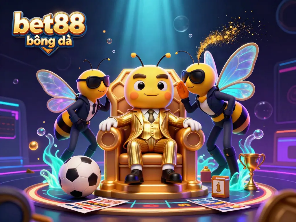 Experience the thrill of bet88 bóng đá with a dynamic 3D scene of a mob boss surrounded by sports betting excitement.