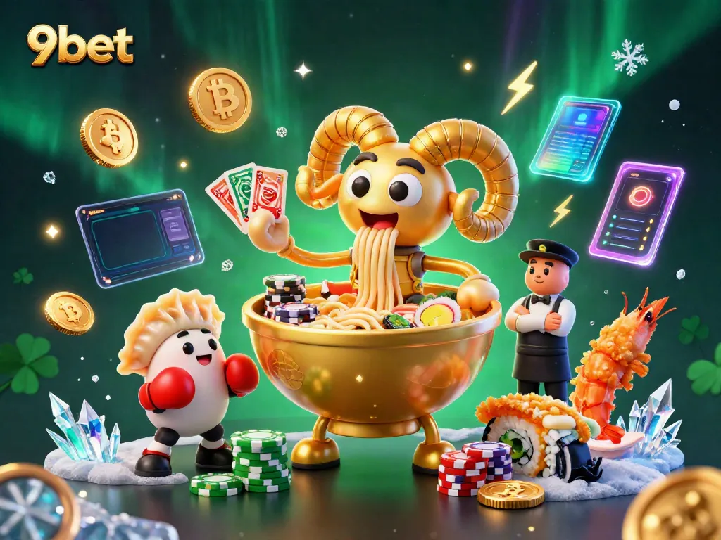 Experience thrilling action at 9bet with a vibrant scene of cartoon characters engaging in casino games.