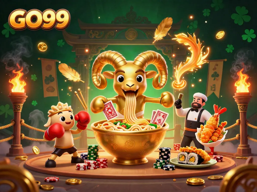 Engage with the vibrant GO99 casino scene featuring animated characters and colorful betting elements.
