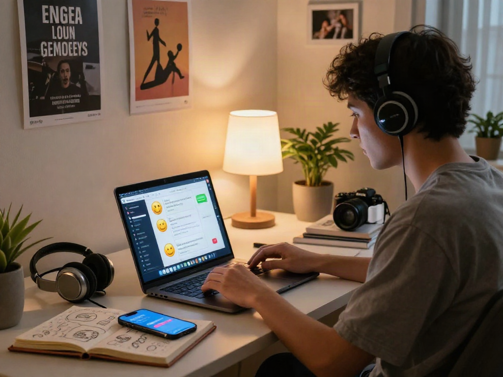 Person enjoying an engaging nsfw chat in a stylish home office.