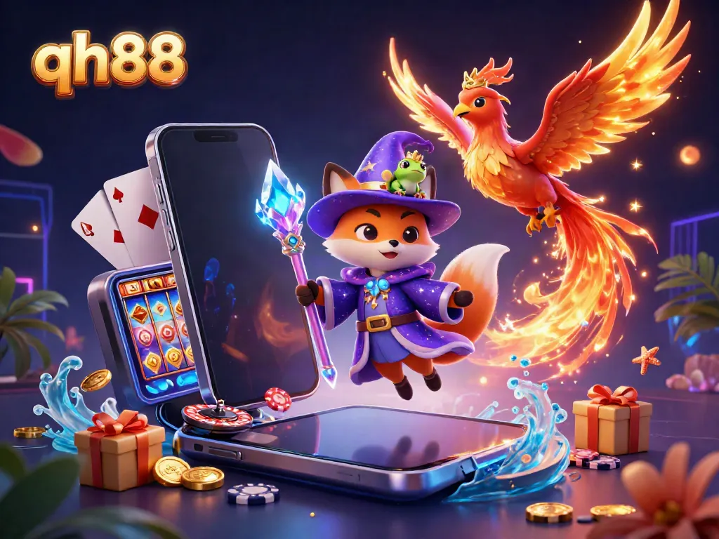 Engage in exciting gameplay with the qh88 casino experience featuring a magical fox and phoenix.