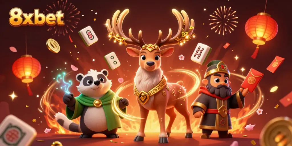 Experience thrilling moments with 8x bet at the vibrant casino featuring a druid stag and magical elements.
