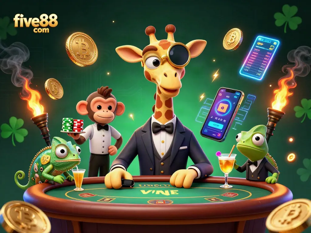Place bets and win big with five88 com's exciting casino games and vibrant 3D illustration.