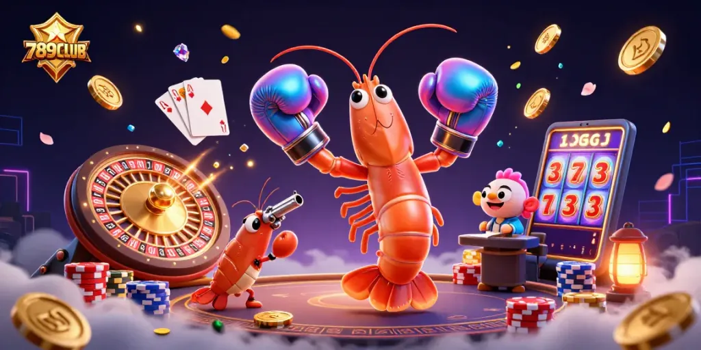 Experience the thrill of 789CLUB with this vibrant casino-themed 3D illustration showing winning games.