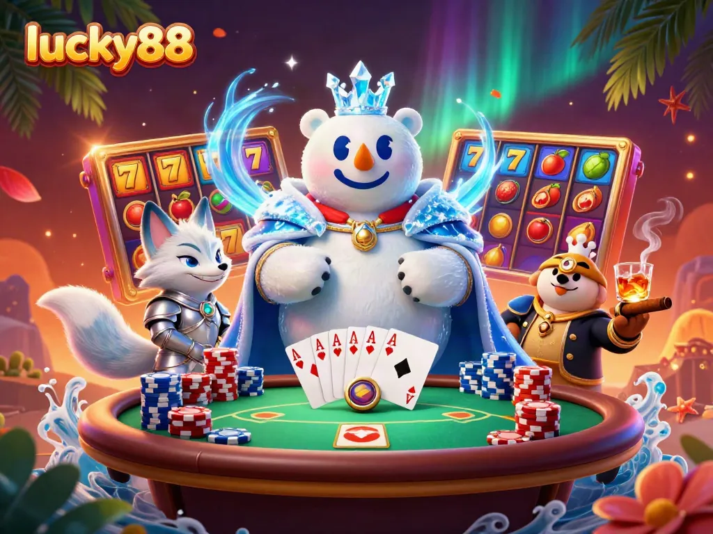 Experience thrilling action at lucky88 with colorful slot reels and captivating casino elements in a vibrant scene