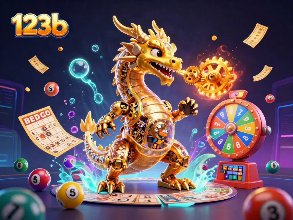 Experience thrilling gameplay at 123 b with an engaging golden dragon scene, rich in casino elements.
